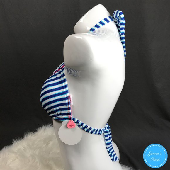 Profile Blush Gottex Navy Stripe Halter Bikini Top - Picture 7 of 16